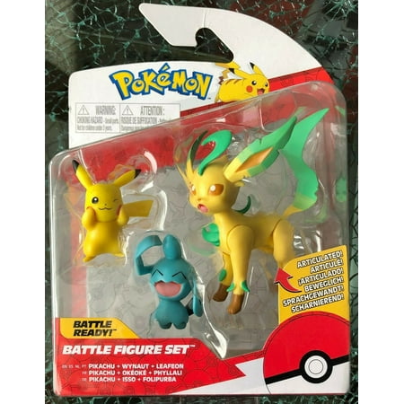 Pokemon Battle Figure Set Pikachu Wynaut and Leafeon 