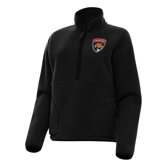 Women's Antigua Black Florida Panthers Figure Half-Zip Pullover Sweatshirt