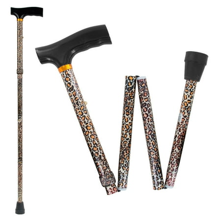 White Canes Blind - Drive Medical Lightweight Adjustable Folding Cane with T Handle, Leopard