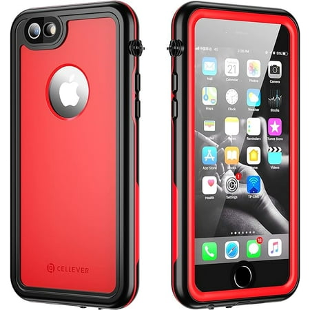 CellEver Waterproof Case for iPhone 8 / iPhone 7, 4.7-Inch, Waterproof IP68 Certified Shockproof Dirtproof Sandproof Snowproof Full Body Sealed Protective Cover KZ-C (Red)