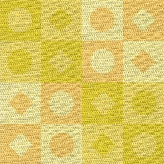 Ahgly Company Machine Washable Indoor Square Transitional Bold Yellow Area Rugs, 6' Square