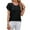Black, variant on Dressy Casual Tops for Women Petal Short Sleeve Blouses Scoop Neck Pleated Work T-Shirts