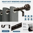 thumbnail image 6 of Bronze Curtain Rods for Windows 48 to 144 inches, Adjustable Length Curtain Rod with Metal Finials, 1 inch Diameter Heavy Duty Drapery Rod for Modern Decor Bedroom Kitchen Living Room, 6 of 7