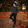 thumbnail image 5 of Halloween Witch Hat for Women Wide Foldable Knit Halloween Party Knitted Wool Hats for Cosplay Witch Costume, 5 of 6