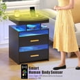 thumbnail image 6 of VKCC RGB LED Nightstand with 2 Drawers & Charging Station, Modern Bedside Table for Bedroom Living Room, Black, 6 of 8