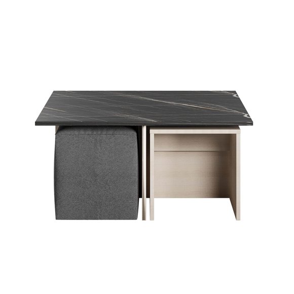 Haley Mid-Century Modern Nested Coffee Table & Ottoman Set Multi-Color