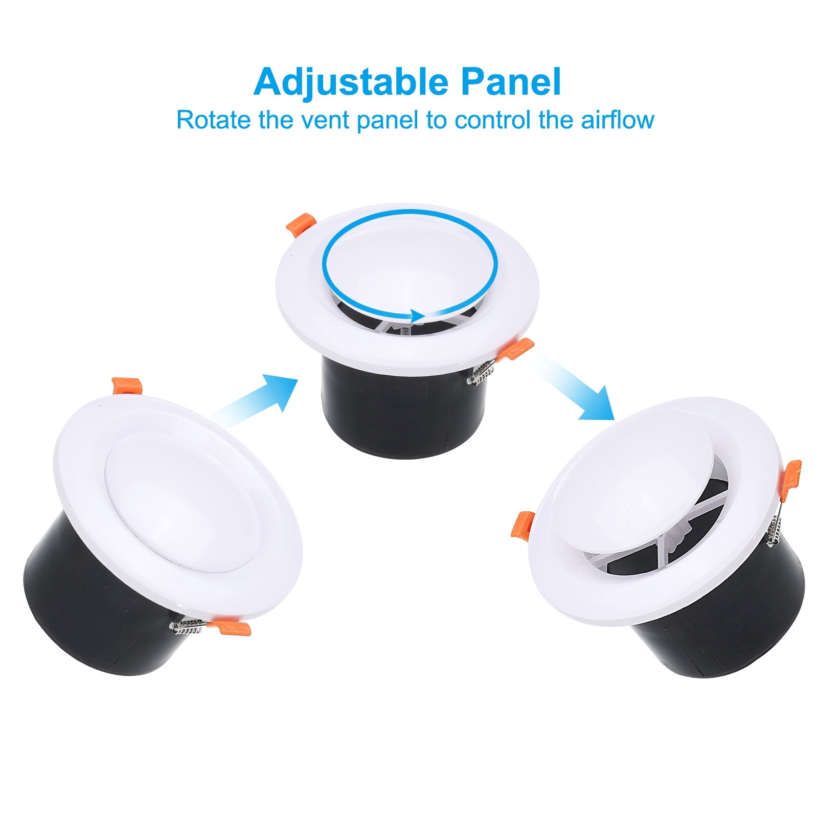 Uxcell 4" Round Air Vent Spring Loaded ABS Adjustable Soffit Exhaust Vent for Home Office Ventilation White Black