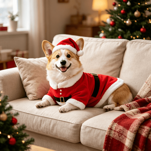 Pet Christmas Costumes, Xmas Santa Outfit With Santa Hat, Soft Warm Pet Apparel, Easy On And Off Pullover Design, Great For Holiday Photos And Festive Gatherings,XS