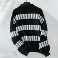 thumbnail image 7 of Bovemsi Womens Sweaters Cozy Striped Sweater For Women Long Puff Sleeve Color Block Turtleneck Knit Pullover Business Casual Sweaters, 7 of 7