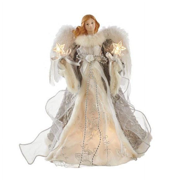 Kurt S. Adler UL2223 14 Po. UL 10-Light Argent & Gris Angel Treetop