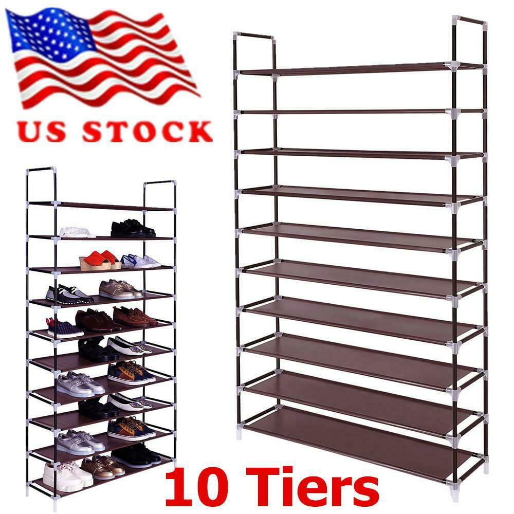 10 TIERS 60 PAIRS SHOE RACK SHOES SHELVES ORGANIZER STAND STORAGE EASY ASSEMBLE 