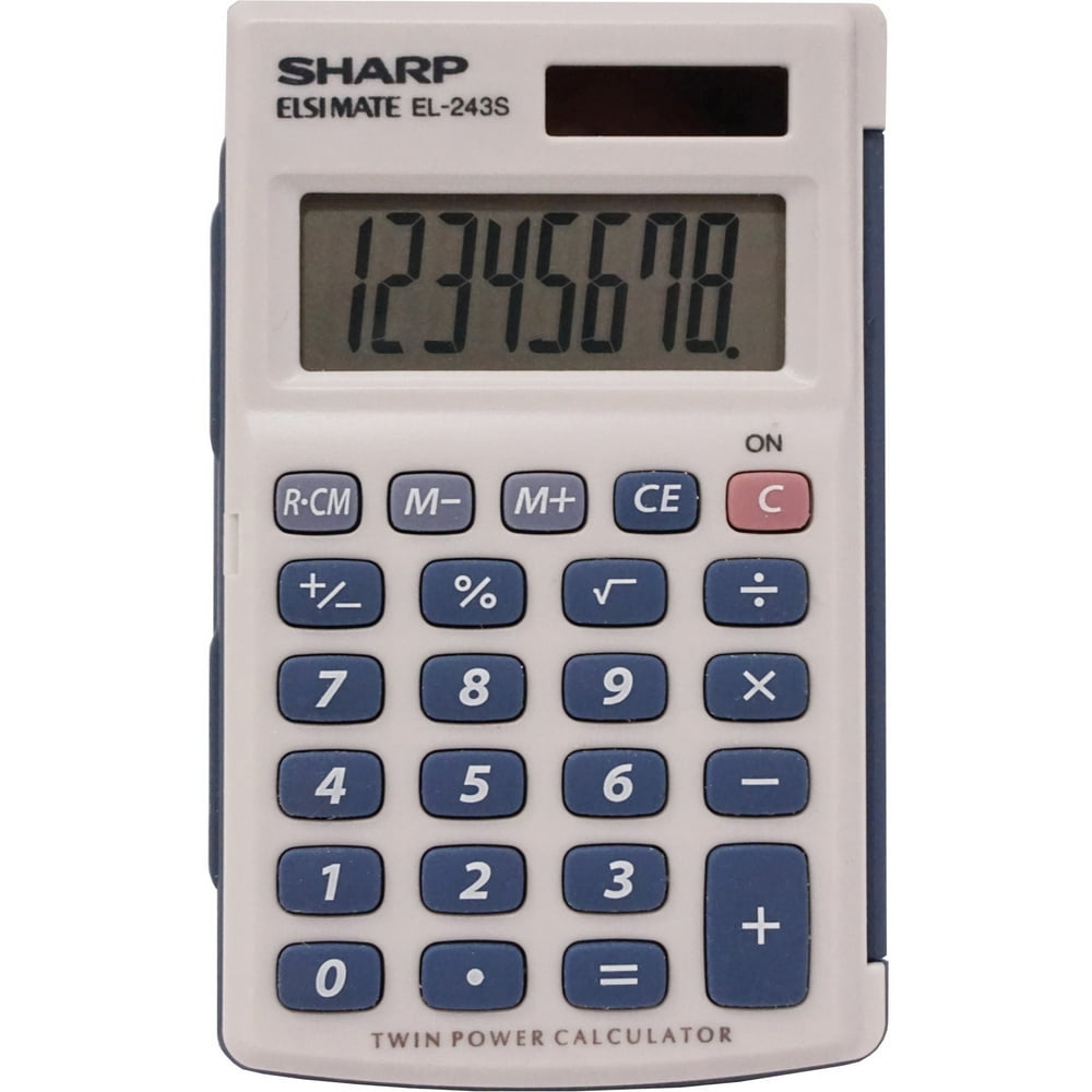 Sharp Calculators EL243SB 8Digit Pocket Calculator, Gray, Blue, 1
