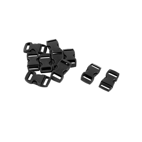 Plastic Side Quick Release Clasp Buckles Black 10mm Width Webbing Strap 10pcs