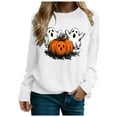 thumbnail image 6 of yueewhu Women's Halloween Costumes Adult Cute Spooky Pumpkin Ghost Sweatshirt (White, M), 6 of 8