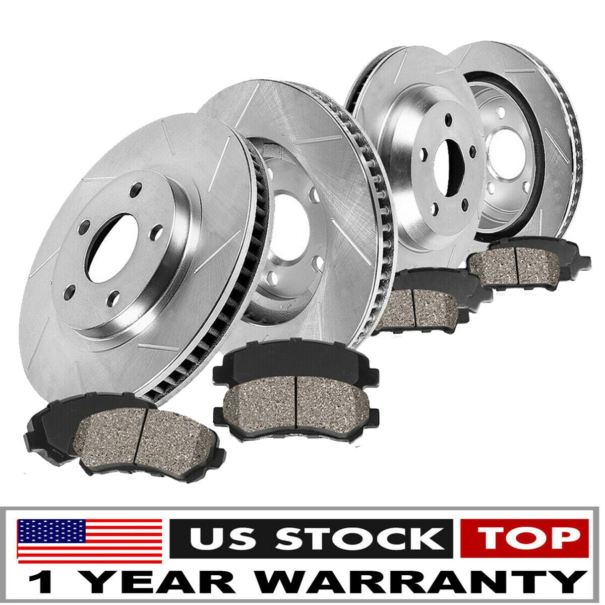 Fit for BMW 535i / 545i / 550i Front+Rear Brake Rotor[drill+slot]+8 Ceramic WF