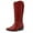 Red, variant on Pennysue Cowboy Boots For Women Pink Knee High Western Cowgirl Boots Snip Toe Side Zipper Chunky Heel Size 11
