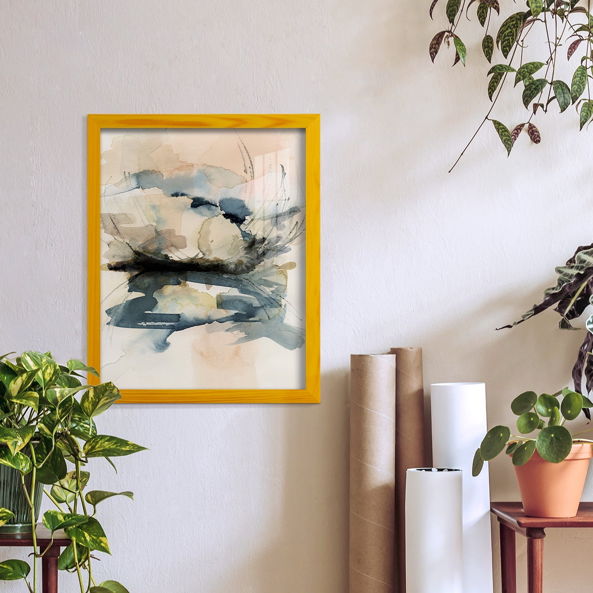 Winter Shoal I - Framed Print w/glass - Sunflower Yellow