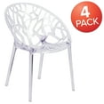 thumbnail image 3 of BizChair 4 Pack Transparent Oval Shaped Stacking Side Chair with Artistic Pattern Design, 3 of 14