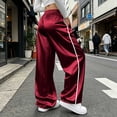 thumbnail image 3 of Guluxicc Women's Satin Pants with Pockets Trendy Elastic Waist Long Wide Leg Trousers for Everyday Wear Summer Casual Outfits, 3 of 6