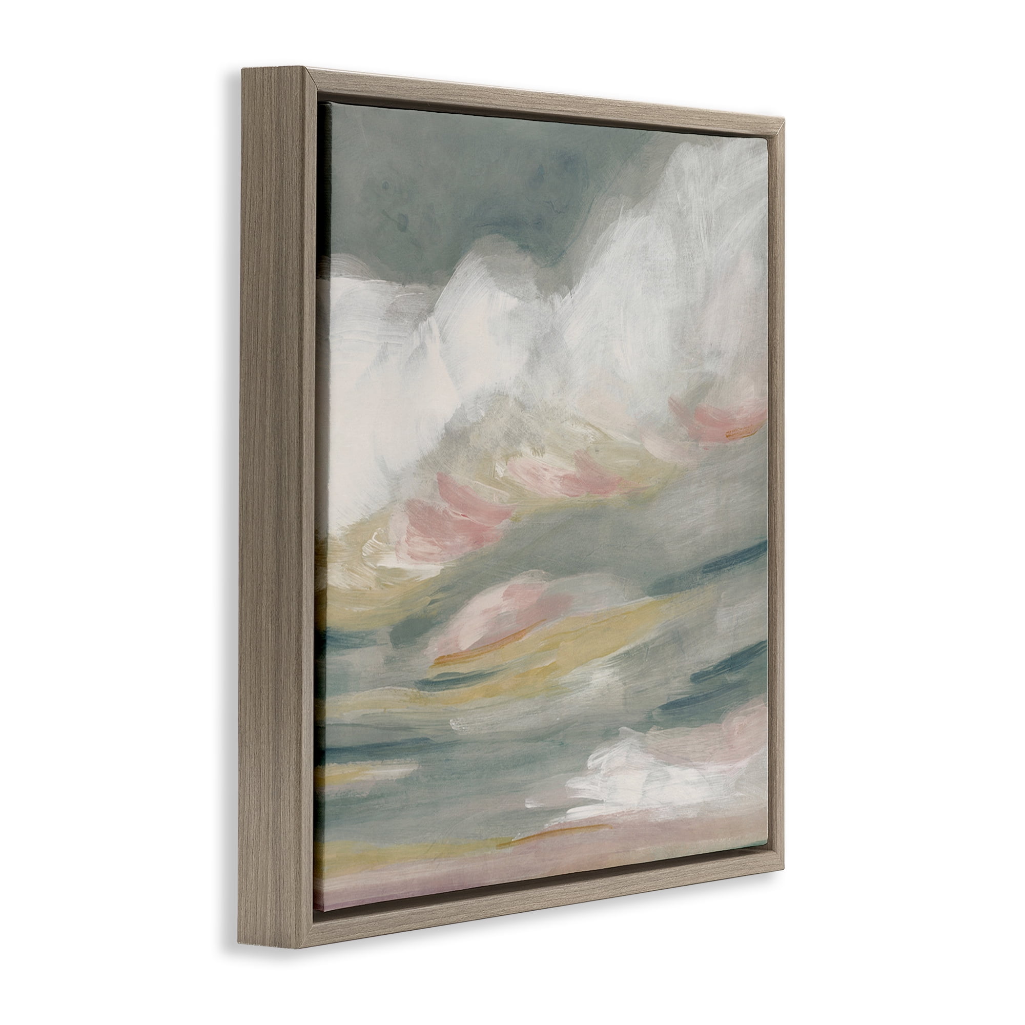 Stupell Industries Storm Clouds Abstraction Landscape Painting Brown Floater Framed Canvas Art Print Wall Art, 18 x 18