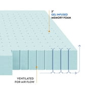 Best Price Mattress 3 Cooling Gel Ventilated Memory Foam Mattress Topper, Twin