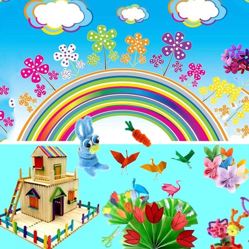 Fangsheng 500 Pcs DIY Art Supplies with Pipe Cleaners, Pom Poms for Toddlers