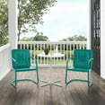 thumbnail image 3 of Crosley Furniture Bates 3 Piece Metal Outdoor Bistro Set in Turquoise Gloss, 3 of 8