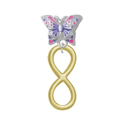 Large Gold Tone Infinity Sign - Butterfly Charm Bead