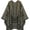 Khaki Floral, variant on 2026 New European and American Style Women's Vintage Floral Print Reversible Knit Poncho Open Front Wrap Shawl Cape