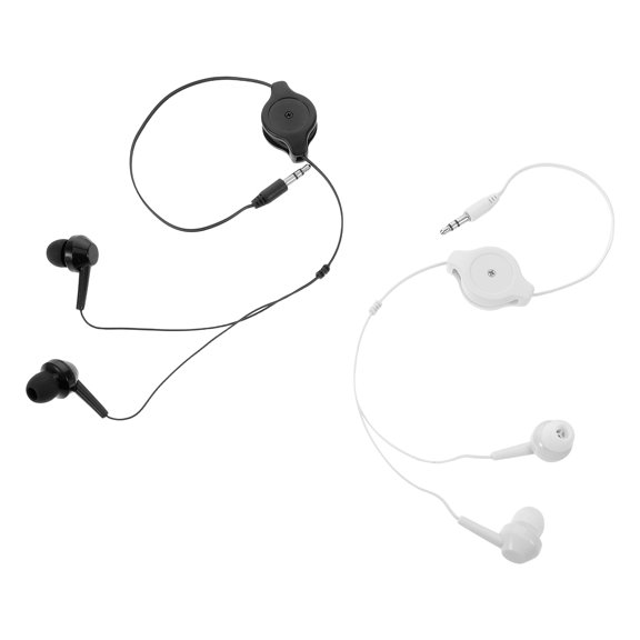 ETEREAUTY 2Pcs Retractable Wired Earbuds with 35Mm Jack Stereo for Phone Travel and Office Use