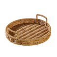 thumbnail image 1 of Handmade Rustic Rattan Storage Tray Organizer for Fruit Vegetables Basket rustic Serving Tray Wicker Tray Bread, 1 of 8