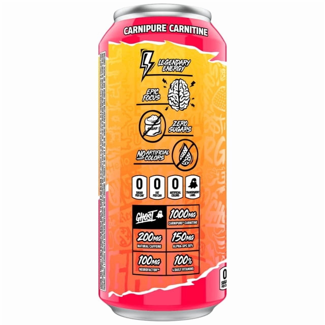 GHOST® ENERGY Zero Sugars Energy Drink, Strawbango, 200mg Natural Caffeine, 16 fl oz Can