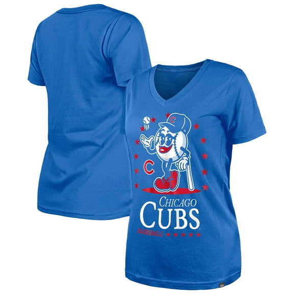 Women's New Era Royal Chicago Cubs Little Miss 2 V-Neck T-Shirt
