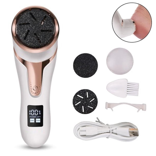 Kit eléctrico para quitar callos de los pies, herramientas de pedicura recargables, lima para el cuidado de los pies con 3 cabezales, 2 velocidades, pantalla de batería para eliminar los callos d