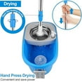 thumbnail image 6 of Spin Mop and Bucket with Wringer Set, 3 Washable Microfiber Pads Included for Floor Cleaning, Adjustable Stainless Steel Handle, Easy Moving with Wheels, Blue, 6 of 7
