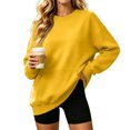 thumbnail image 2 of Stralyhd Sweatshirt for Women Oversized Long Sleeve Crew Neck Sweaters Winter Casual Fashion Pullover Top Stretchy Loose Fit Outfits Clothes Basic Lounge Wear Yellow S, 2 of 4