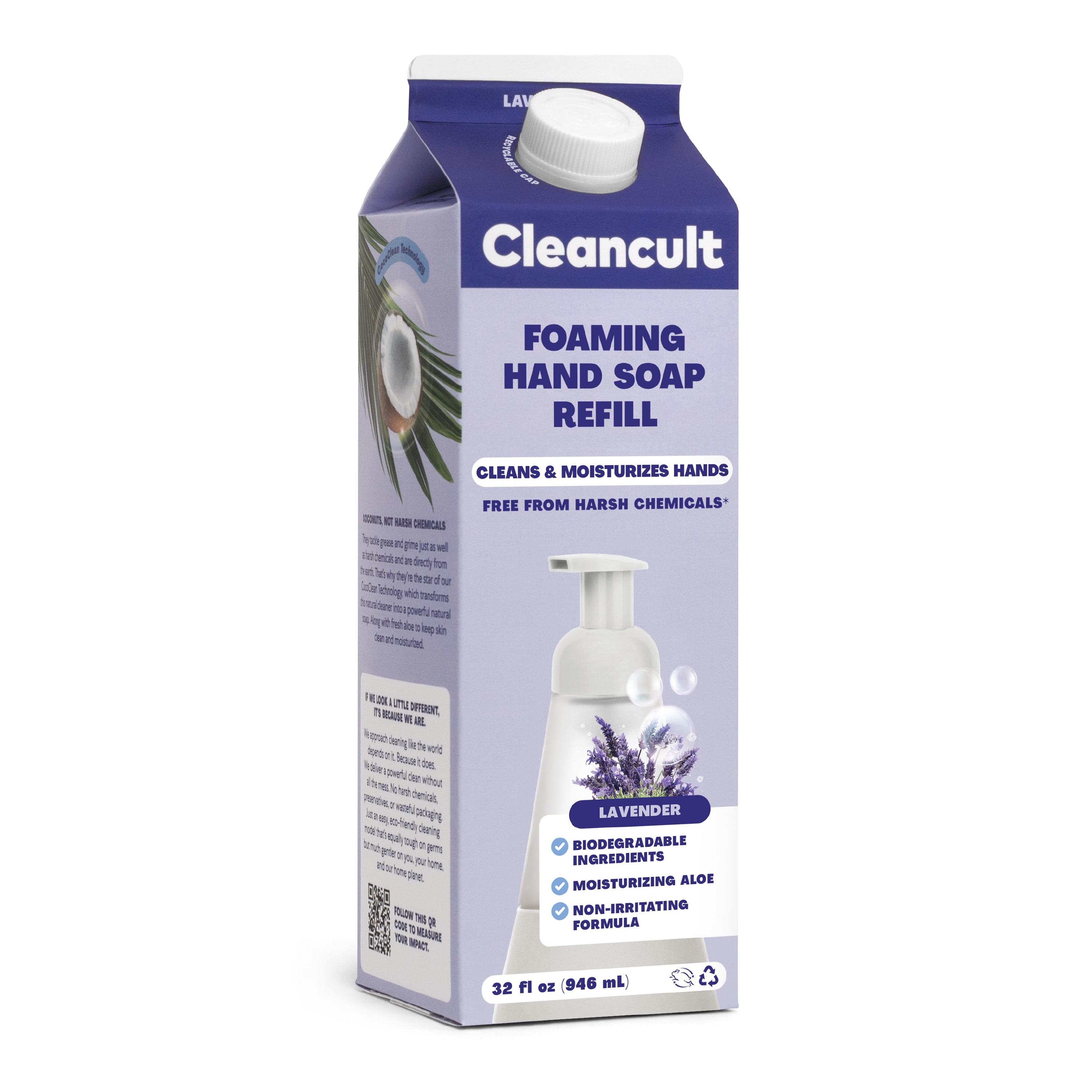 Cleancult Foaming Hand Soap Refills, Lavender Scent, 32oz, 1 Pack - All Skin Types