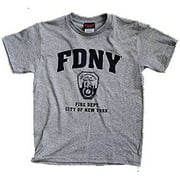 FDNY Kids Gray Tee with Navy Chest Print