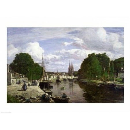 Posterazzi The Port at Quimper 1857 Canvas Art - Eugene louis Boudin (36 x 24)