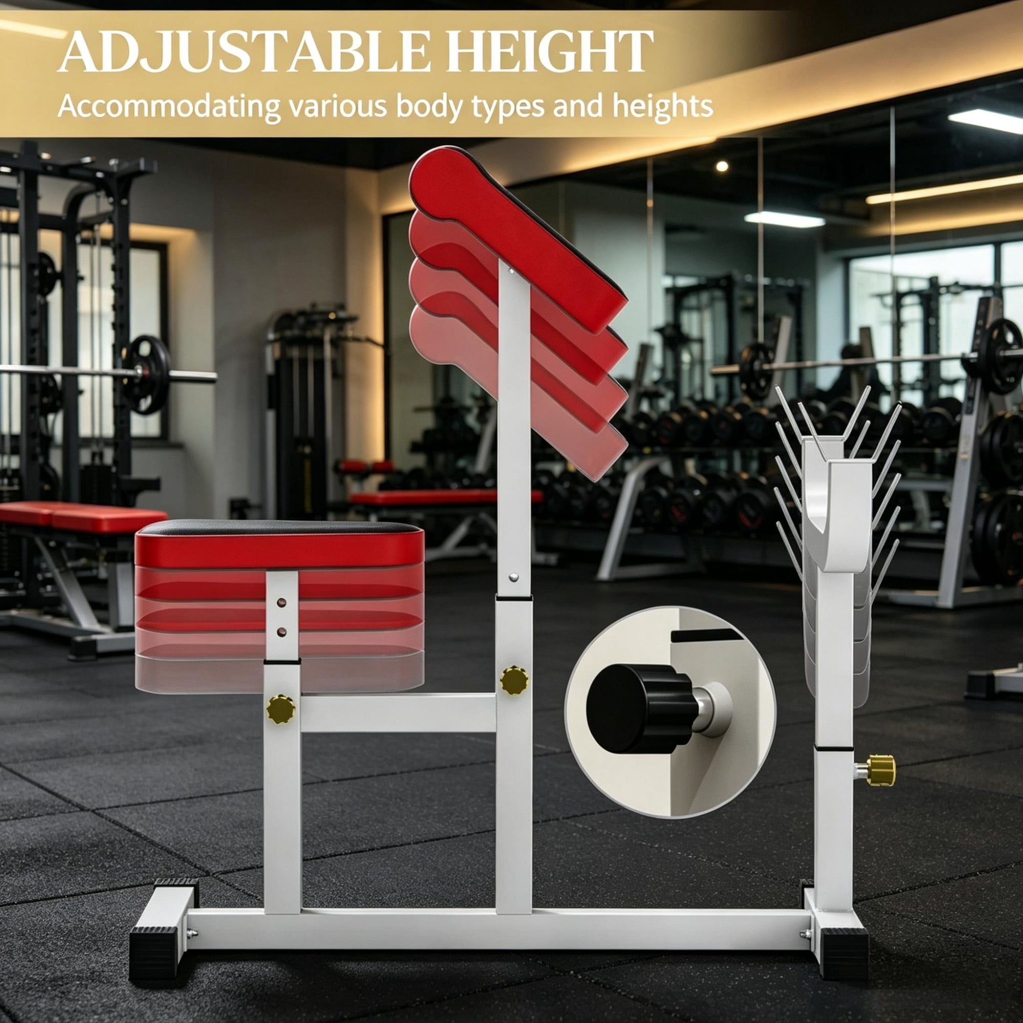 Heavy-Duty Red Vertical Leg Press Machine with Adjustable Leg, Back & Head Positions, 1" Standard Plate Compatible Strength Training Equipment