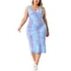 thumbnail image 2 of Vestido de verano sin mangas para mujer de talla grande Agnes Orinda, con diseño de teñido anudado, abertura lateral, escote en V, estilo casual midi, talla 3X, color púrpura y azul, 2 of 5