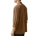 thumbnail image 3 of YLSDY Fashion Mens Linen Shirt Short Sleeve Button Down Collar T Shirt Blouses Casual Solid Color Summer Vacation Beach Shirts Coffee M, 3 of 9