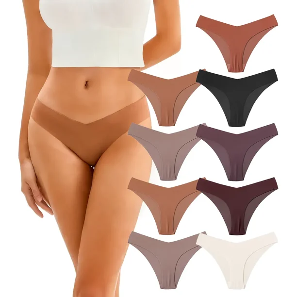9 Piezas Bragas Sexy Calzones Mujer Sin Costuras Seda Fría,XL