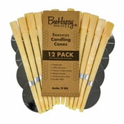 12 Premium Spa Grade Beeswax Candling Cones with 6 Protective Disks