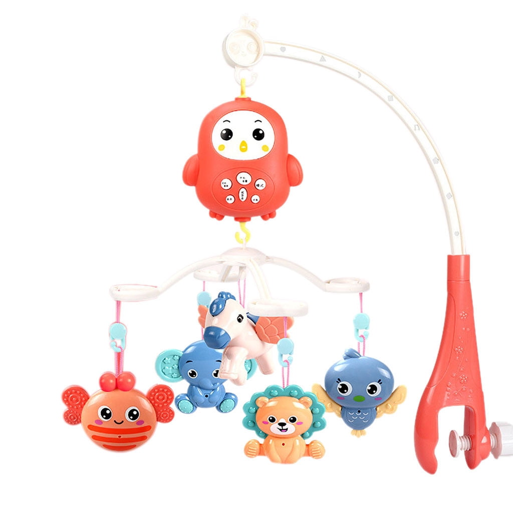 LEFTHIGH Home Home Crib Mobile with Remote Control Music Bed Rattle Decor Arm Movement Soothing Light for