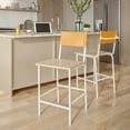 thumbnail image 3 of Sauder Boulevard Cafe White Counter Height Stool with Faux Leather, Mixed Finish, 3 of 10