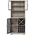 thumbnail image 6 of Bar Cabinet for Liquor and Glasses,Farmhouse Corner Kitchen Cabinet with Wine Rack and Open Adjustable Storage Shelves,Metal Wood Doors for Home,Living Room,Dining Room（C, 6 of 7
