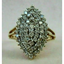 2Ct Round Cut Simulated Diamond Cluster Wedding Ring 14K Yellow Gold Plated