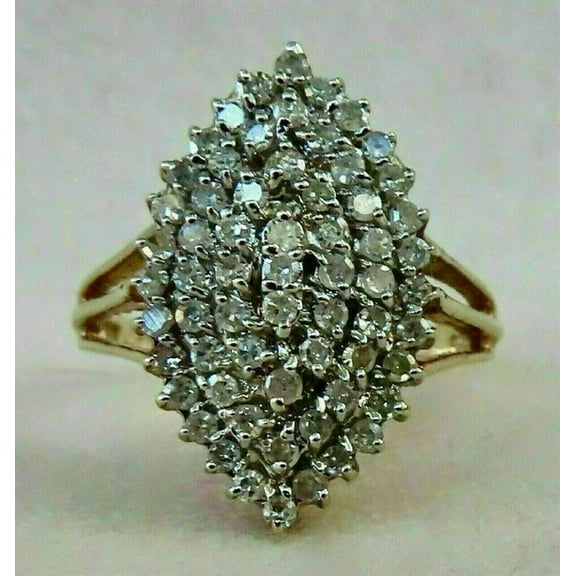 2Ct Round Cut Simulated Diamond Cluster Wedding Ring 14K Yellow Gold Plated