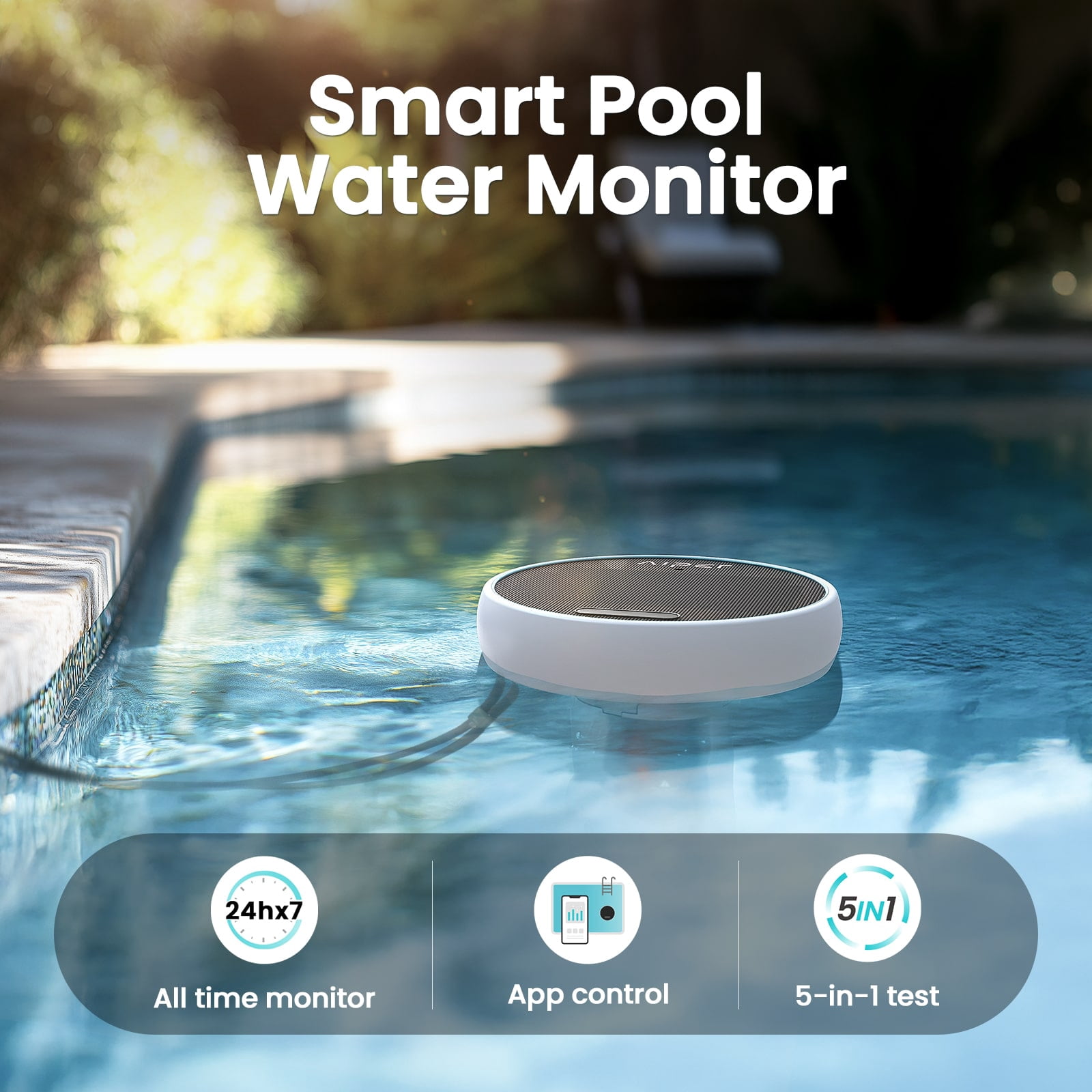 Aiper HydroComm Pro Smart Pool Monitor for Scuba X1 Series, Digital Pool & Spa Water Tester for TDS, EC, pH, Temp & ORP